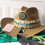 Ref 2-1 / Sombrero Aplique tejido verde y cordón